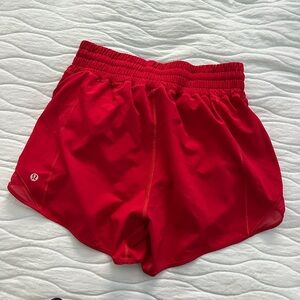 lululemon athletica hotty hot high rise lined 4” dark Red Shorts